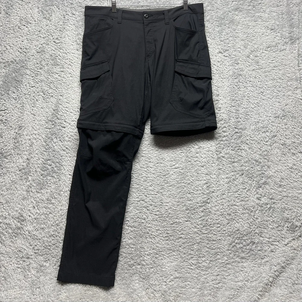 Eddie Bauer Pants Mens 36x32 Black Rainier Convertible Cargo Hiking Outdoor